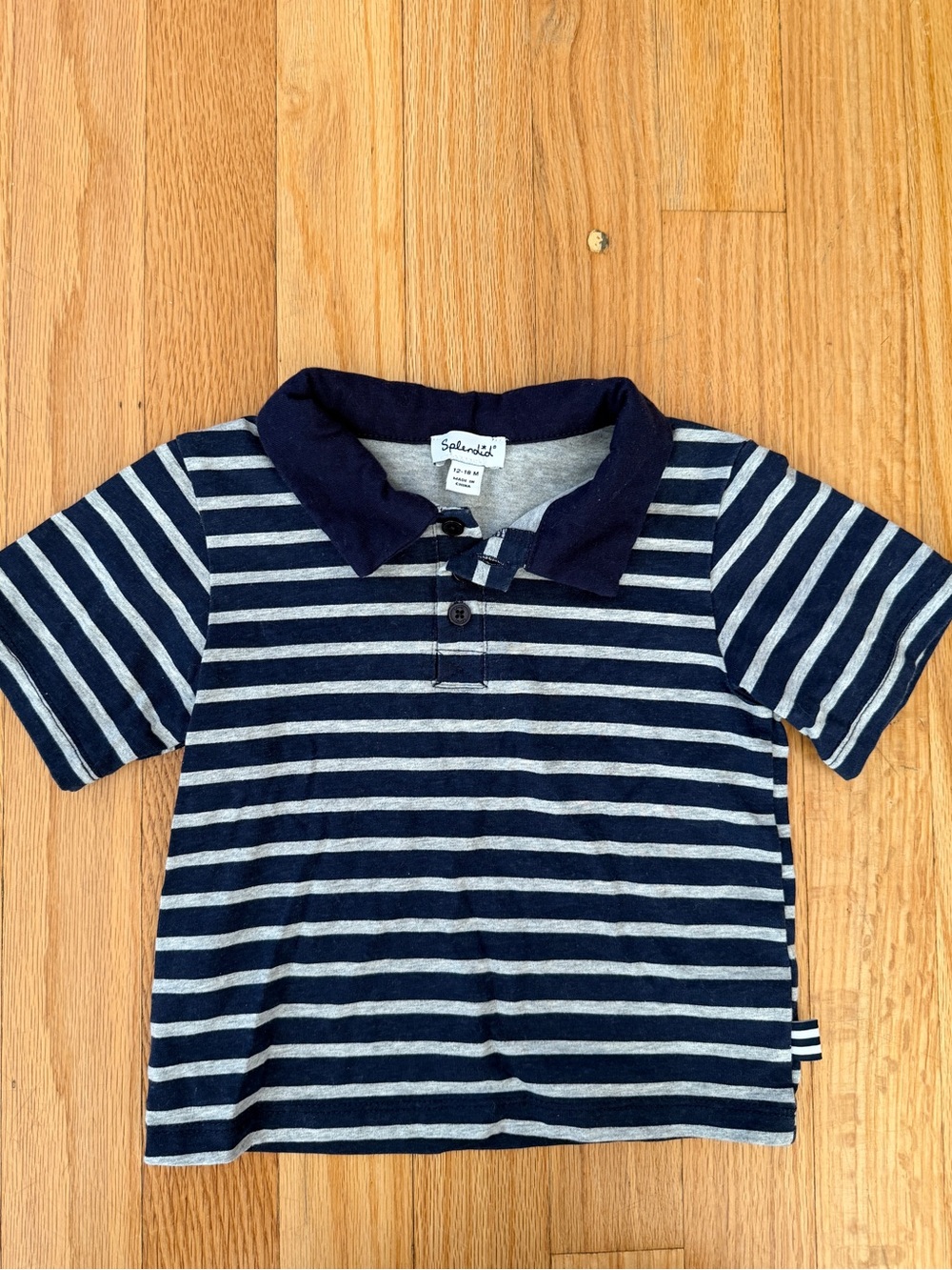 Splendid Navy & Gray Striped Polo Shirt